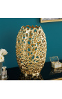 Vase décoratif ajouré CORY en acier et métal doré - 40 cm