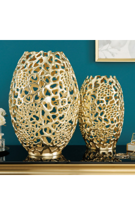CORY oceľové a zlaté kovové dekoratívne váza - 50 cm