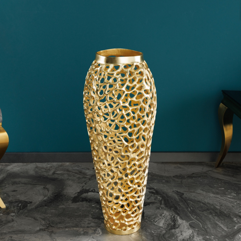 Vaso decorativo CORY en metal y aluminio dorado - 65 cm