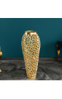 Decorative steel and gold metal vase - 65 cm