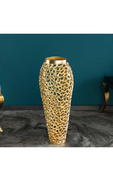 Dekorative Stahl- und Goldmetallvase - 65 cm