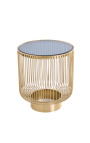 Side table "Nyx" metal and golden aluminium top smoked glass