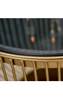 Mesa lateral "Nyx" metal e alumínio dourado superior de vidro fumado