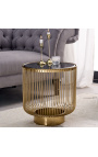 Side table "Nyx" metal and golden aluminium top smoked glass