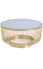 Stół kawowy "Nyx" metalowe i złoty aluminium top smoky glass - 80 cm