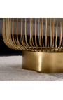 Τραπέζι καφέ "Νύξ" μεταλλικό και χρυσό αλουμινένιο καπνιστό γυαλί - 80 cm
