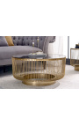 Стол для кофе "Nyx" металлический и золотой алюминиевый топ дымного стекла - 80 cm