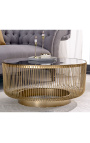 Coffe table "Nyx" metal and golden aluminium top smoky glass - 80 cm