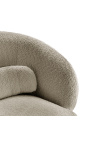 Fauteuil JOEY design Années 1970 tissu taupe bouclé