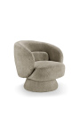 Fauteuil JOEY design Années 1970 tissu taupe bouclé