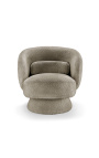 Fauteuil JOEY design Années 1970 tissu taupe bouclé