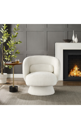 Design JOEY fauteuil uit de jaren 70 in krullend witte stof