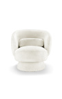 Aštuntojo dešimtmečio dizaino JOEY fotelis iš garbanotų baltų audinių