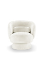 Fauteuil JOEY design Années 1970 tissu blanc bouclé