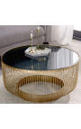 Kaffebord "Nyx" metall- og gyldent aluminium top røgglas - 80 cm