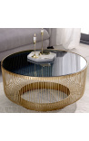 Table basse Nyx en métal et aluminium doré et plateau en verre fumé - 80 cm