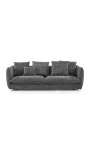 CEMENOS 3-seater sofa in dark gray curly velvet