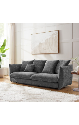 CEMENOS 3-seater sofa in dark gray curly velvet