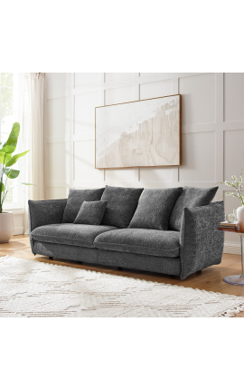 CEMENOS 3-Sitzer-Sofa aus dunkelgrauem lockigem Samt