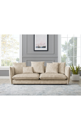 3-Sitzer-Sofa CEMENOS aus champagnerfarbenem Samt