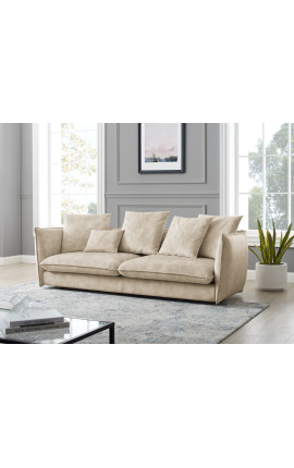 Τριθέσιος καναπές CEMENOS σε χρώμα σαμπάνιας βελούδο
