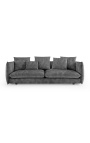 Τριθέσιος καναπές CEMENOS σε σκούρο γκρι βελούδο
