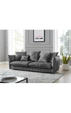 3-istuttava sohva CEMENOS tummanharmaata samettia
