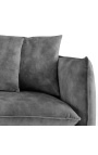 3-seters sofa CEMENOS mørk gråfarget fløyel