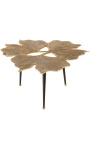Tavolino da caffè "foglie di Ginkgo" metallo e alluminio oro 75 cm