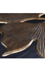 Table basse "feuilles de Ginkgo" métal et aluminium doré 75 cm