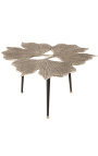 Table basse "feuilles de Ginkgo" métal et aluminium argenté 75 cm