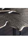 Mesa de café "folhas de Ginkgo" metal e alumínio cor prata 75 cm