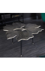 Coffee table "leaves of Ginkgo" metal and aluminium silver color 75 cm