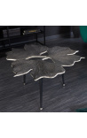 Table basse feuilles de Ginkgo métal et aluminium argenté 75 cm