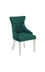 Set de 2 chaises baroque moderne, dossier à losanges, vert et acier chromé
