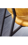 Conjunt de 2 cadires de menjar de disseny de Richard en vellut de mostassa amb peus negres