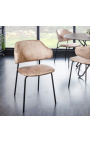 Conjunto de 2 cadeiras de refeição Richard Design em veludo de mostarda com pés pretos