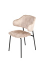 Set of 2 RICHARD designer dining chairs in greige velvet and black legs