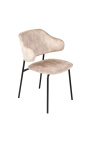 Set of 2 RICHARD designer dining chairs in greige velvet and black legs