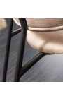 Set de 2 chaises de repas RICHARD design en velours grège et pieds noirs