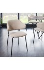 Set of 2 RICHARD designer dining chairs in taupe velvet and black legs