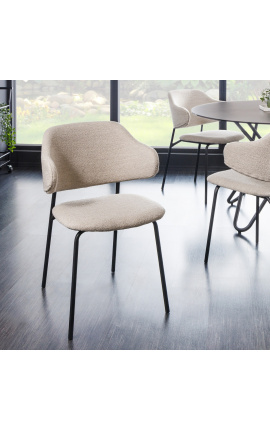 Conjunto de 2 cadeiras de jantar de design RICHARD em veludo taupe e pernas pretas