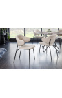 Set de 2 chaises de repas RICHARD design en velours taupe et pieds noirs