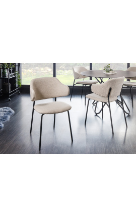 Set od 2 dizajnerske blagovaonske stolice RICHARD od tamnosmeđeg baršuna i crnih nogu