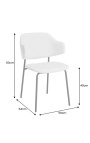 Set de 2 chaises de repas RICHARD design en velours blanc et pieds noirs