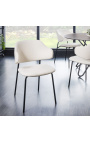 Set of 2 RICHARD designer dining chairs in white velvet and black legs