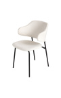 2 RICHARD dizainerių sukurtų valgomojo kėdžių balto aksomo ir juodų kojų rinkinys