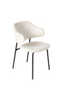 Set de 2 chaises de repas RICHARD design en velours blanc et pieds noirs