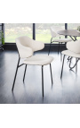 Set de 2 chaises de repas RICHARD design en velours blanc et pieds noirs