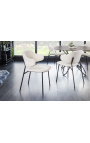 Set de 2 chaises de repas RICHARD design en velours blanc et pieds noirs